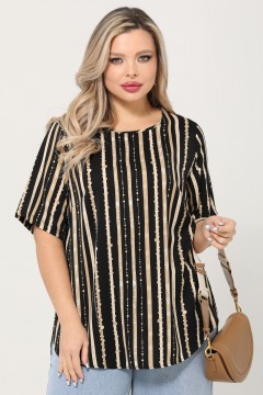 Блузка чёрно-бежевая в полоску Dora