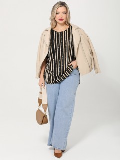 Блузка чёрно-бежевая в полоску Dora(фото2)