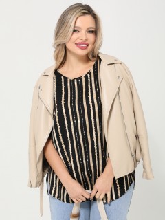 Блузка чёрно-бежевая в полоску Dora(фото3)