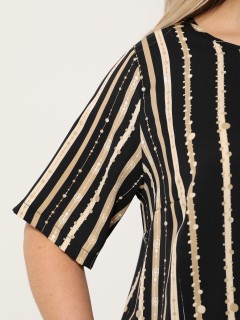 Блузка чёрно-бежевая в полоску Dora(фото7)