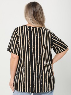 Блузка чёрно-бежевая в полоску Dora(фото9)