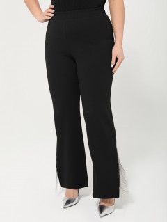 Брюки нарядные чёрные с металлической бахромой Dora(фото8)