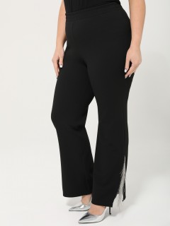 Брюки нарядные чёрные с металлической бахромой Dora(фото3)