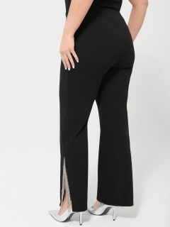 Брюки нарядные чёрные с металлической бахромой Dora(фото7)