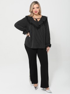 Брюки нарядные чёрные с металлической бахромой Dora(фото6)