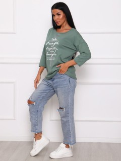 Футболка трикотажная цвета хаки с принтом Iv-capriz(фото6)