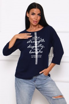 Футболка трикотажная чернильно-синего цвета с принтом Iv-capriz