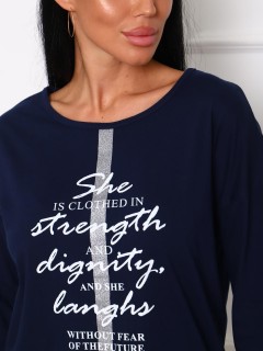 Футболка трикотажная чернильно-синего цвета с принтом Iv-capriz(фото5)