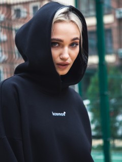 Худи оверсайз с начёсом в чёрном цвете Kosmos(фото4)