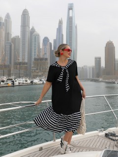 Платье чёрное из трикотажа в морском стиле Dora(фото6)