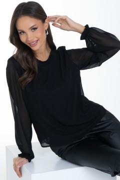 Блузка шифоновая чёрного цвета Diolche(фото3)