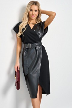 Платье чёрное комбинированное на запах Jetty