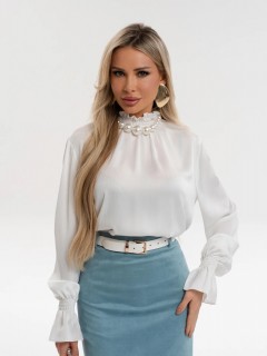 Блузка белая из шифона-жатки Jetty(фото6)