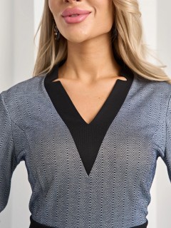 Платье-футляр серое трикотажное с принтом Jetty(фото4)