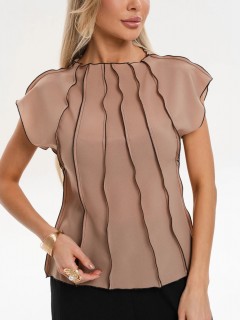 Блузка бежевая из шифона Jetty(фото6)