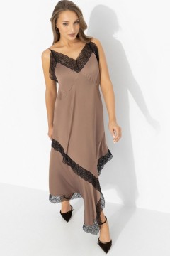 Платье‑комбинация из шёлка коричневого цвета Charutti(фото5)
