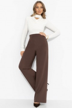 Брюки шоколадного цвета с защипами Charutti(фото7)