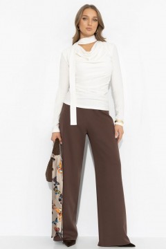Брюки шоколадного цвета с защипами Charutti