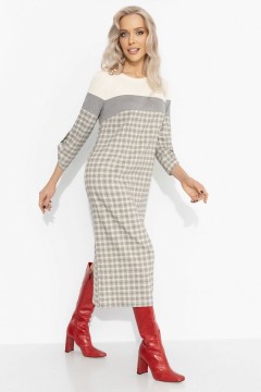 Платье трикотажное в клетку с акцентной спинкой Charutti
