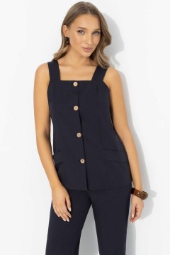 Жилет тёмно-синий с поясом Charutti(фото7)