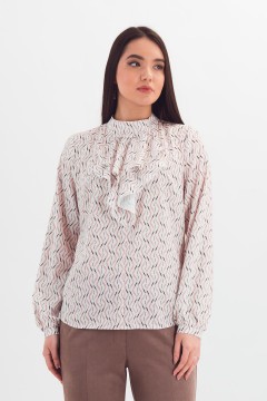 Блузка молочного цвета с принтом Braslava(фото3)