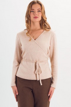 Блузка трикотажная светло-бежевая на запах Braslava