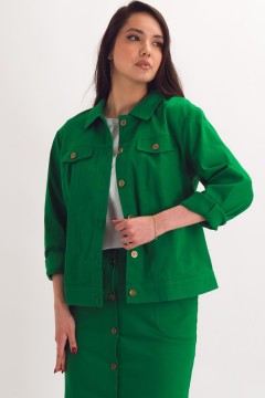 Жакет укороченный ярко-зелёный в джинсовом стиле Braslava