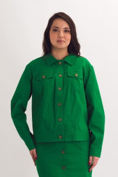 Жакет укороченный ярко-зелёный в джинсовом стиле Braslava(фото5)