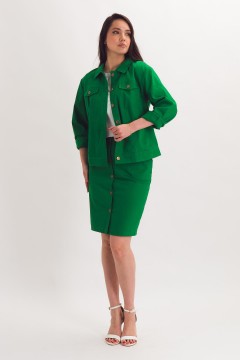 Жакет укороченный ярко-зелёный в джинсовом стиле Braslava(фото2)