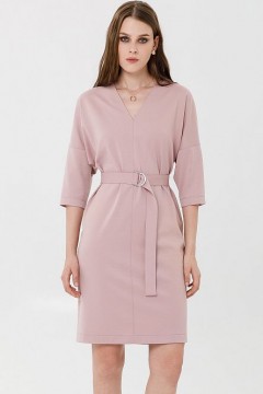 Платье трикотажное розовое с поясом Priz