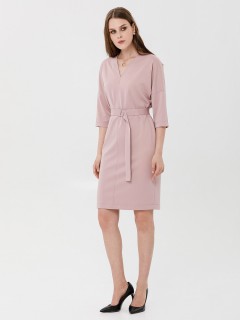 Платье трикотажное розовое с поясом Priz(фото4)