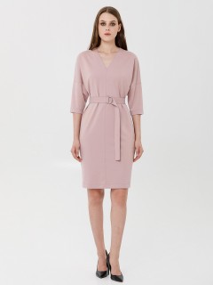 Платье трикотажное розовое с поясом Priz(фото2)