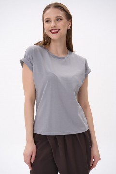 Футболка тёмно-серая из плотного хлопка Elza(фото3)