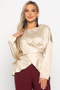 Блуза бежевая на запах с завязками на талии LT collection(фото6)