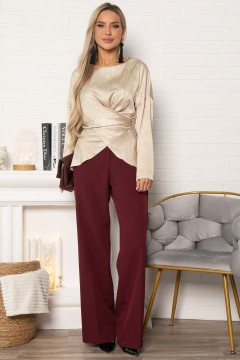 Блуза бежевая на запах с завязками на талии LT collection(фото2)