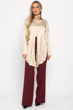 Блуза бежевая на запах с завязками на талии LT collection(фото4)