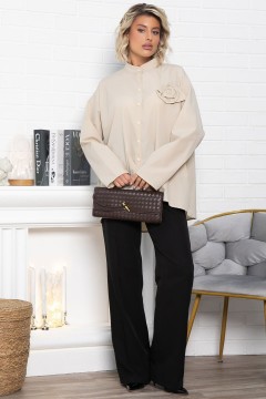 Рубашка бежевая с дизайнерской розой LT collection(фото9)