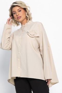 Рубашка бежевая с дизайнерской розой LT collection(фото6)