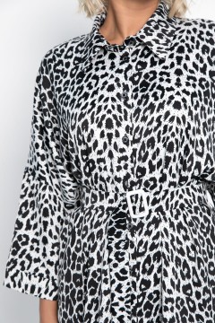 Платье-рубашка белое с леопардовым принтом LT collection(фото6)