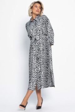 Платье-рубашка белое с леопардовым принтом LT collection(фото5)