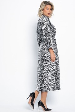 Платье-рубашка белое с леопардовым принтом LT collection(фото8)