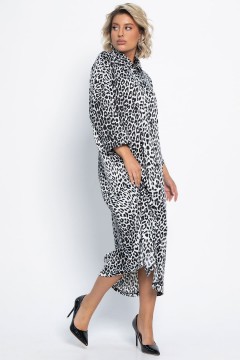 Платье-рубашка белое с леопардовым принтом LT collection(фото7)