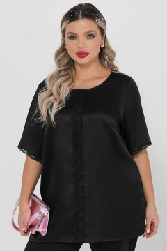 Блузка чёрная с кружевом Dora