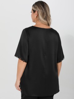 Блузка чёрная с кружевом Dora(фото7)