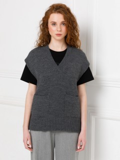 Жилет вязаный тёмно-серый Priz(фото4)