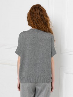 Джемпер вязаный тёмно-серого цвета с короткими рукавами Priz(фото6)