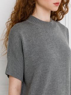 Джемпер вязаный тёмно-серого цвета с короткими рукавами Priz(фото3)