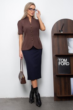 Жакет коричневый с рукавом-фонарик Анис №2 Valentina(фото2)