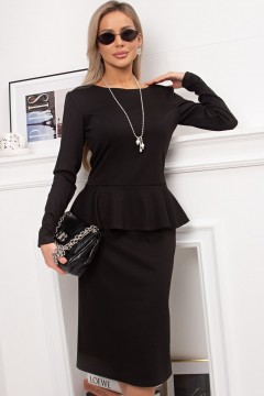 Платье трикотажное чёрное с баской Торри №1 Valentina