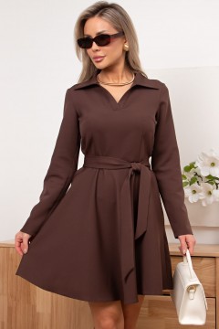 Платье короткое коричневого цвета с поясом Милли №1 Valentina